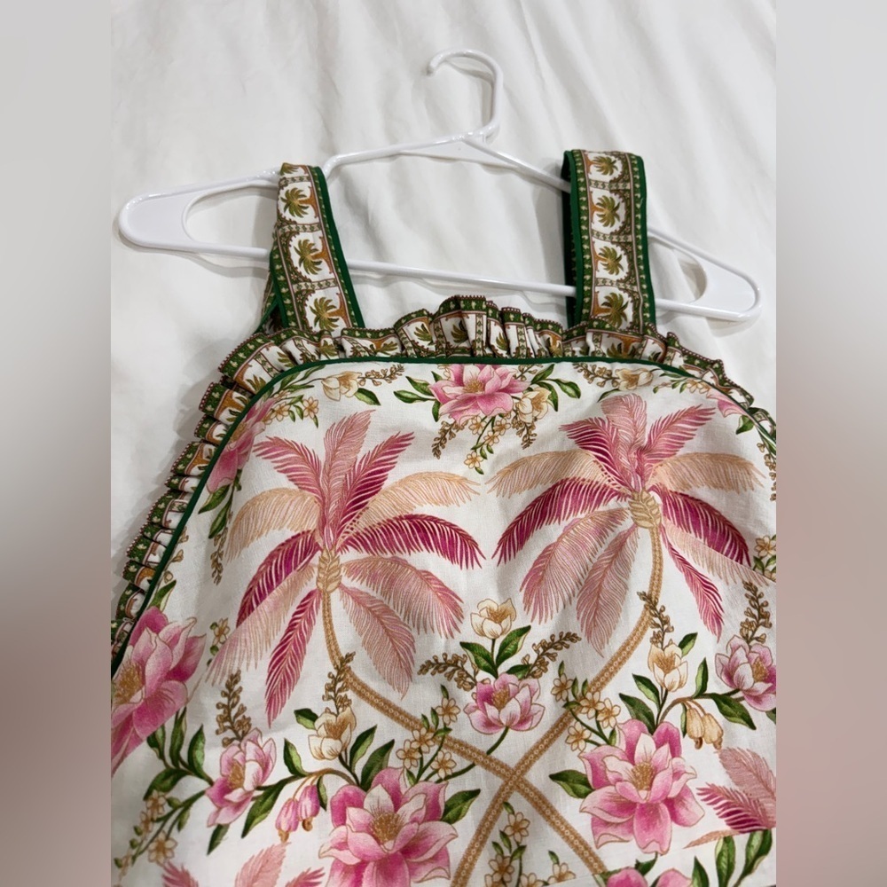 Farm Rio Palm Dream Off-White Sleeveless Angled Mini Dress - Picture 11 of 15